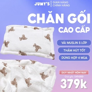 Set chăn gối cho bé JUMYS vải xô muslin organic cao cấp dùng cho bé sơ sinh đến 3 tuổi