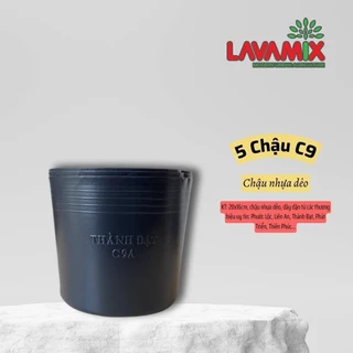 Chậu trồng cây nhựa dẻo C9 (20x16cm) thích hợp trồng hoa, rau thơm,... | Đất trồng cây Lavamix