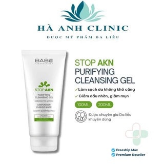 Sữa Rửa Mặt BABE Stop Akn Purifying Cleansing Gel Giảm Dầu Nhờn, Giảm Mụn Cho Da Dầu Mụn 200g