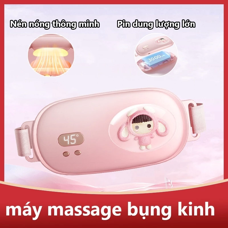 [Freeship] Máy Massage Bụng Kinh, Đai Chườm Nóng Giảm Đau Bụng Kinh, Rung Làm Ấm Giảm Đau 3 Chế Độ