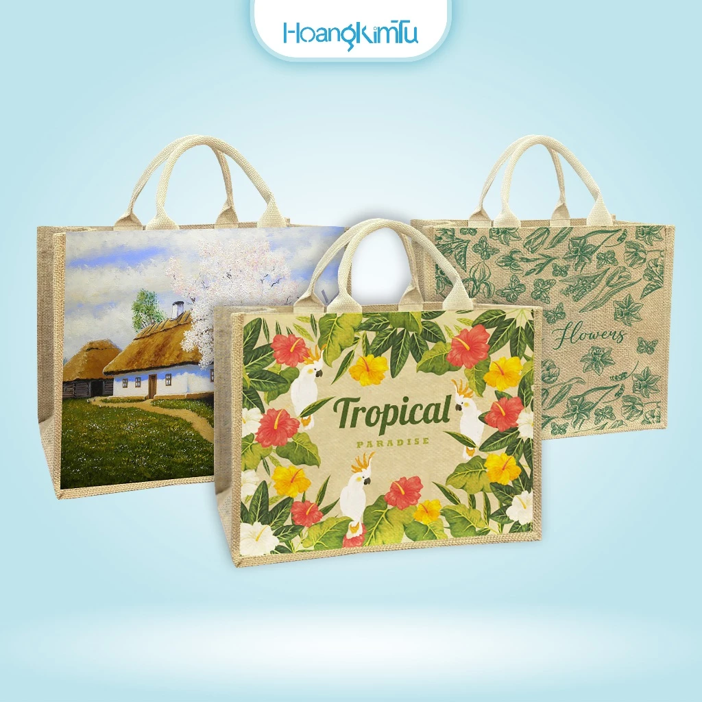Túi Cói Vintage họa tiết, Túi đay CAO CẤP LOẠI 1 xinh xắn, túi xách nữ du lịch