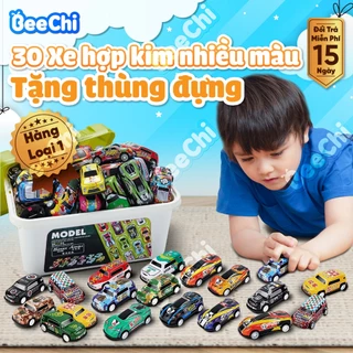 [HÀNG LOẠI 1] Thùng 30 Xe Ô Tô Đồ Chơi Hợp Kim Đa Dạng Màu Sắc BeeChi Kèm Hộp Đựng Đồ Chơi Cho Bé