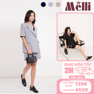 Set đồ nữ áo vest ngắn tay quần short đùi 2 lớp sang chảnh, Bộ đồ nữ áo blazer cổ vest basic phong cách Hàn Quốc BV01