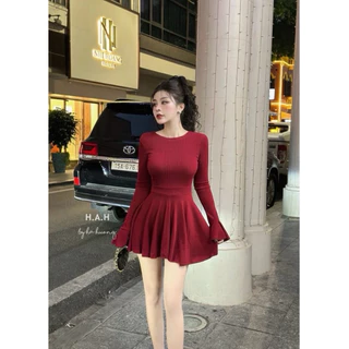 Đầm xoè tay dài hở lưng hot trend 04