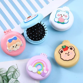 Gương mini cầm tay BOOMART Gương kèm lược chải đầu gấp gọn nhiều họa tiết dễ thương nhỏ gọn,tiện lợi