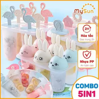 Khuôn khay dung cụ LÀM KEM que tại nhà tiện lợi có bộ hộp khya bằng nhựa PP an toàn MySun