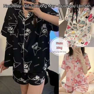 Pijama, Bộ Đồ Ngủ Mặc Nhà Chất Kate Họa Tiết Bò Sữa Xinh Xắn