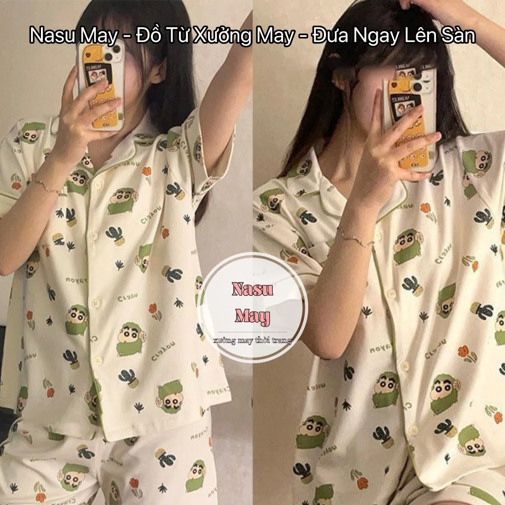 Bộ Ngủ, Đồ Ngủ Pijama Set Mặc Nhà Bò Sữa Dáng Cộc NASU MAY