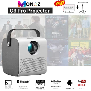 Máy chiếu MONOZ Q3 Pro Android Projector WIFI LED LCD 4K HD 1080p 8000 Lumens BẢO HÀNH 5 NĂM