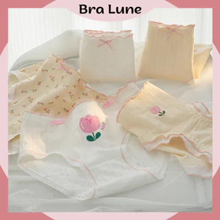 COMBO 5 Quần lót nữ cotton họa tiết bông hoa xinh sắn BRALUNE, Quần chíp nữ mềm mại mã 392