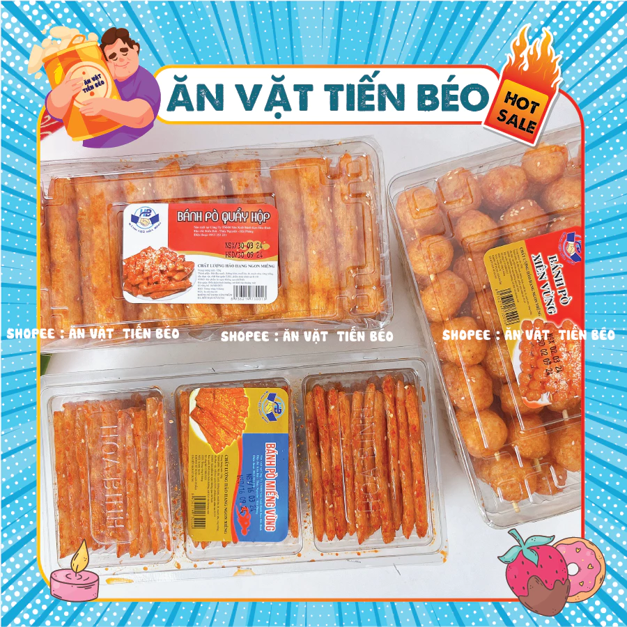 Bánh pò quẩy hộp lớn nhiều loại quẩy/xiên/viên/miếng Ngọc Quỳnh 70 que hộp lớn 320g