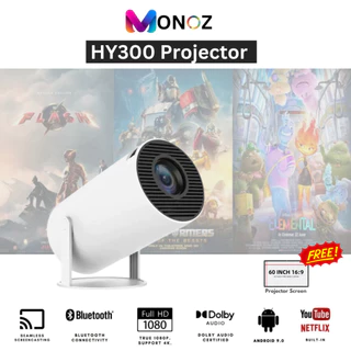 Máy chiếu Monoz HY300 4K Máy chiếu thông minh Android 11 Wifi Bluetooth Máy chiếu di động Rạp hát tại nhà