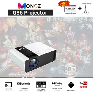 Máy chiếu monoz G86W Protable Mini 4K Full HD 6000 Lumens OS Android Wifi Bluetooth Máy chiếu HDMI