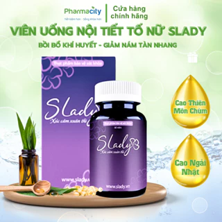 Viên uống SLady - Cải Thiện Nội Tiết Sinh Lý Nữ Giảm Khô Hạn Bốc Hỏa Mất Ngủ Sạm Nám Tàn Nhang (Hộp 60 Viên)