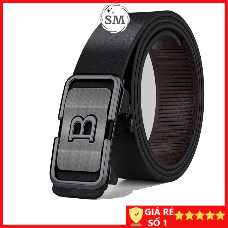 Thắt lưng nam da cao cấp, dây lưng nam mặt khóa tự động sang trọng, nịt da Chữ B CBĐ01