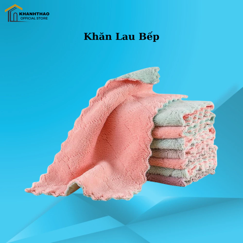 Khăn lau đa năng bếp, bát đĩa, cốc chén thấm nước chống dính dầu mỡ hai mặt Tiện Lợi
