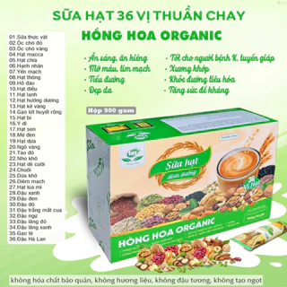 SỮA HẠT DINH DƯỠNG HỒNG HOA ORGANIC ( mẫu mới 36 gói -900gram- date mới ) mua 1Hôp tặng thêm 10gói