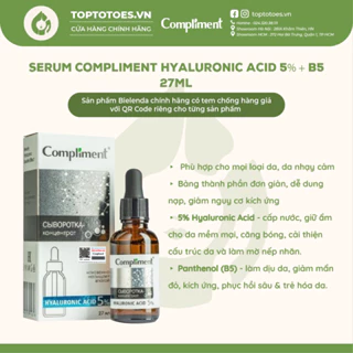 Serum Compliment Hyaluronic Acid 5% + B5 cấp nước, giữ ẩm, phục hồi 27ml