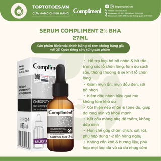 Serum Compliment 2% BHA làm sạch sâu, giảm mụn, se lỗ chân lông, kiềm dầu 27ml