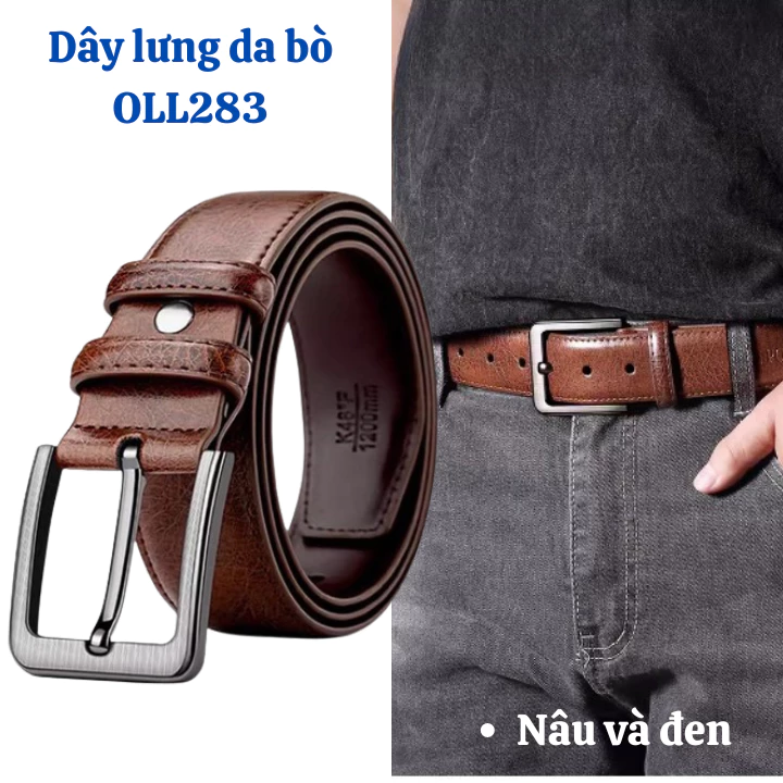 Thắt lưng da bò mảng nguyên tấm bóng nổi vân , dây nịt thời thượng dành cho các soái ca OLL283
