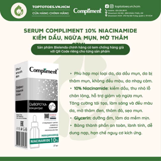 Serum Compliment 10% Niacinamide kiềm dầu, ngừa mụn, mờ thâm 27ml