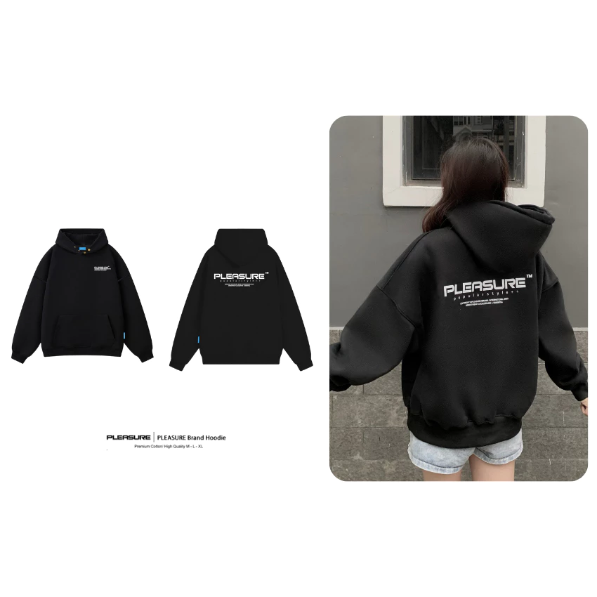 Áo Hoodie PLEASURE form rộng mũ 2 lớp tay phồng chất nỉ bông 100%cotton premium Local Brand PL09