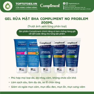 Gel rửa mặt BHA Compliment No Problem làm sạch sâu, giảm viêm & mụn 200ml