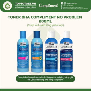 Toner BHA Compliment No Problem làm sạch sâu, kiềm dầu, giảm mụn, mờ thâm 200ml