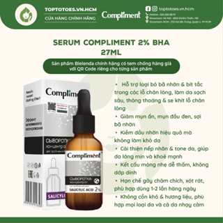 Serum Compliment 2% BHA làm sạch sâu, giảm mụn, se lỗ chân lông, kiềm dầu