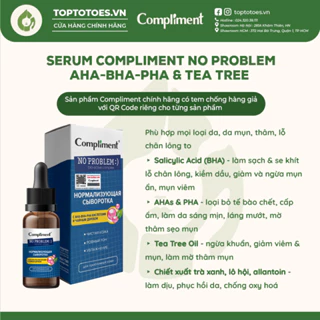 Serum Compliment No problem AHA-BHA-PHA giảm mụn, mờ thâm, se lỗ chân lông cho da dầu mụn 27ml