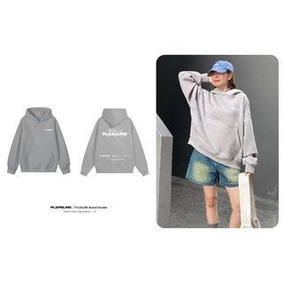 Áo hoodie PLEASURE /In Phản Quang/GREY form rộng mũ 2 lớp tay phồng chất nỉ bông 100%cotton premium Local Brand PL04