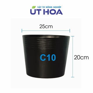 50 chậu nhựa đen C10 (25x20 cm) trồng cây, trồng hoa kiểng