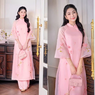 Áo dài cách tân nữ tay lỡ chất liệu tơ Organza cao cấp - Áo Dài Pháp Phục Hà Nội - HN23