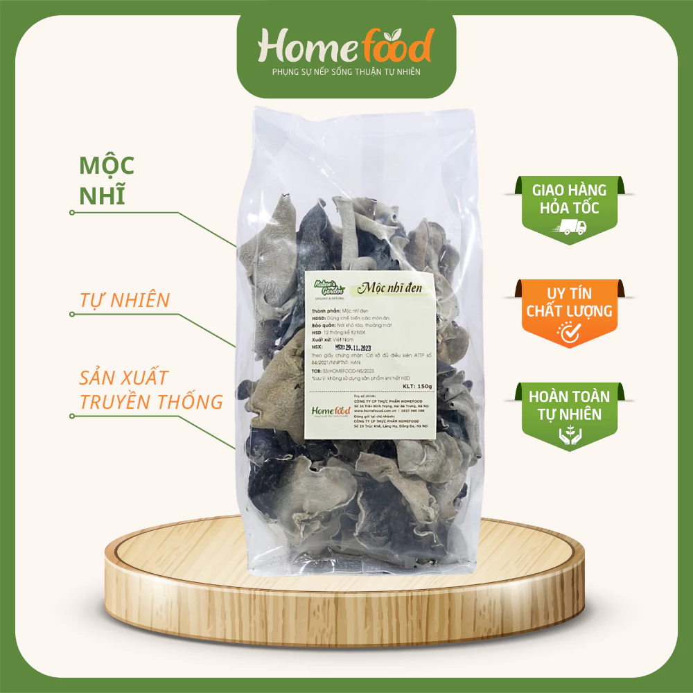 Mộc nhĩ đen Homefood túi 150g an toàn cho mọi nhà