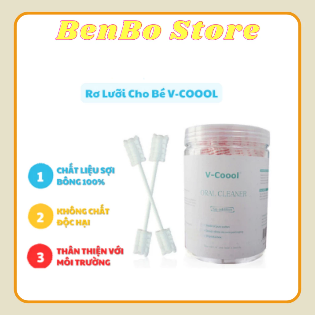 Gạc rơ lưỡi/ que rơ lưỡi VCool vệ sinh răng miệng cho bé - 30 gói