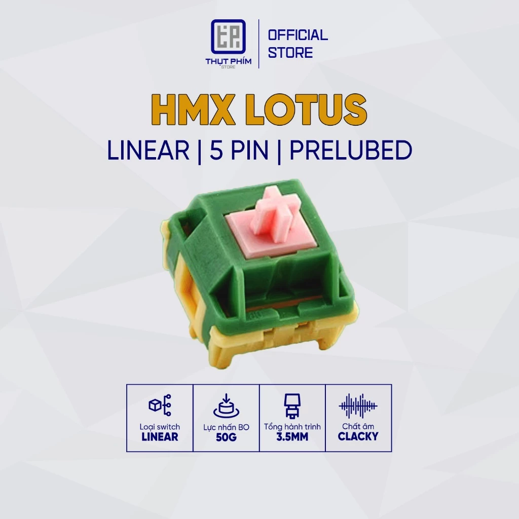 Switch HMX Lotus Linear Công tắc bàn phím cơ 5 pin lực nhấn 50g Thụt Phím Store