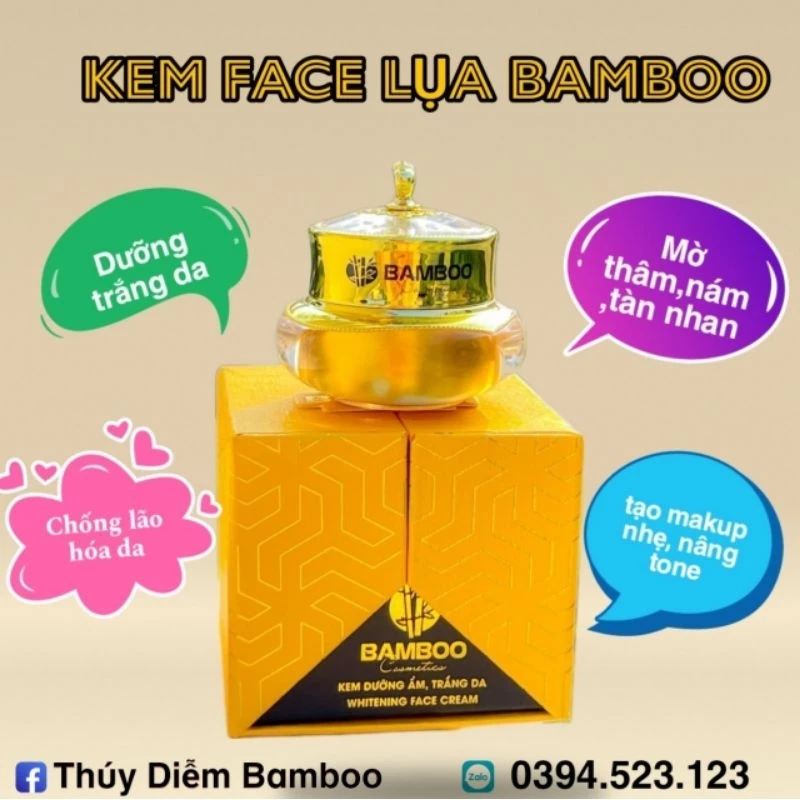 KEM FACE LỤA BAMBOO, TRẮNG DA-MỜ THÂM-NÁM- TÀN NHAN