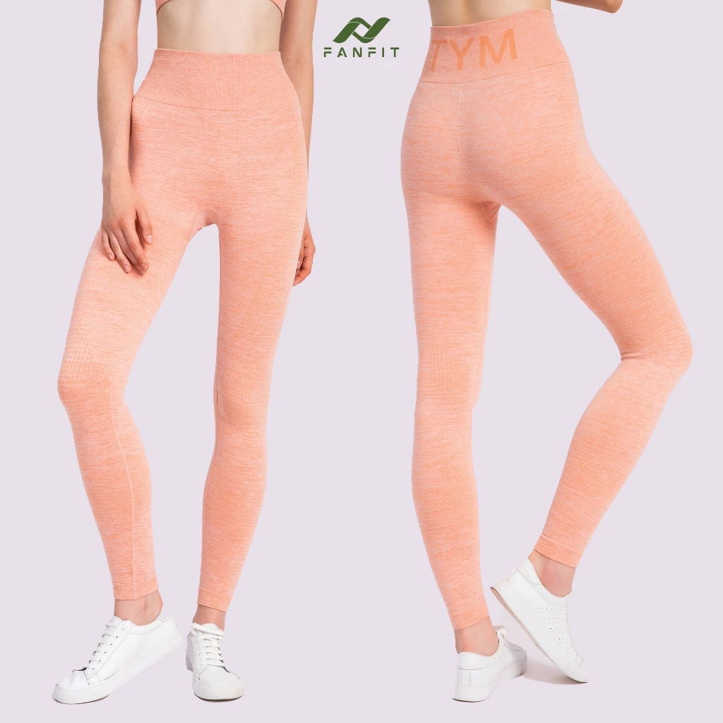 Quần Legging Thể Thao tập Gym Yoga Pilates Seamless TYM S-LGT001 Cao Cấp - Họa tiết, logo dệt nổi