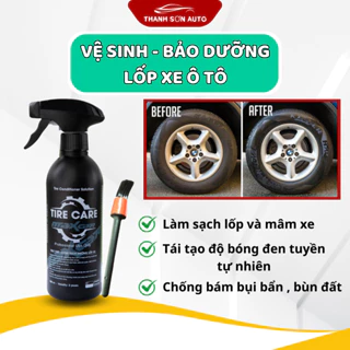 Chai xịt đánh bóng lốp xe ô tô [ Tặng chổi quét bóng lốp ], đánh bóng lốp xe tức thì, làm sạch và bảo vệ vỏ lốp xe