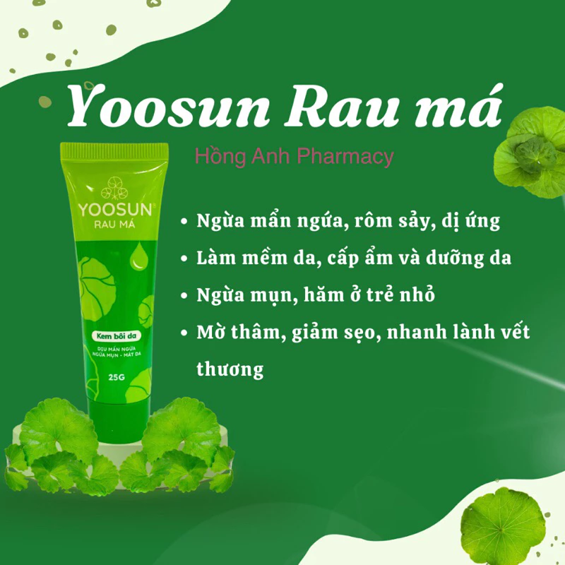 Bộ sản phẩm ngừa mụn, dịu mẩn ngứa, hết thâm YOOSUN Nghệ, YOOSUN Rau má 25gr/tuýp