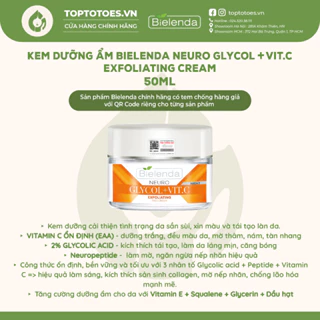 Kem dưỡng ẩm Bielenda Neuro Glycol + Vit.C Exfoliating Night Cream 50ml làm sáng và trẻ hóa da