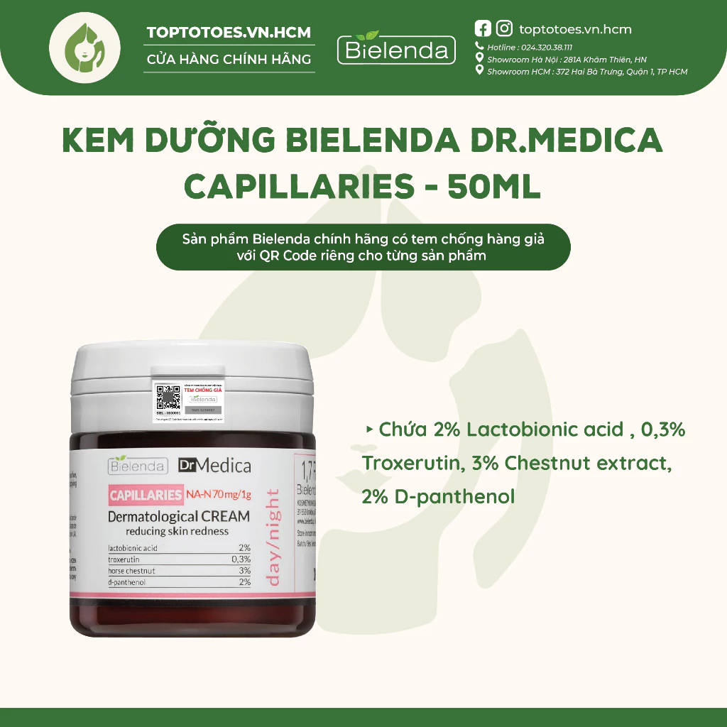 Kem dưỡng Bielenda Dr Medica Capillaries giảm đỏ, giãn mao mạch