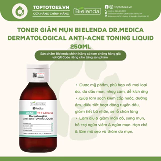 Toner Bielenda Dr Medica Anti-acne Dermatological Toning Liquid 250ml làm sạch sâu & dịu da, giảm mụn, kiềm dầu nhờn