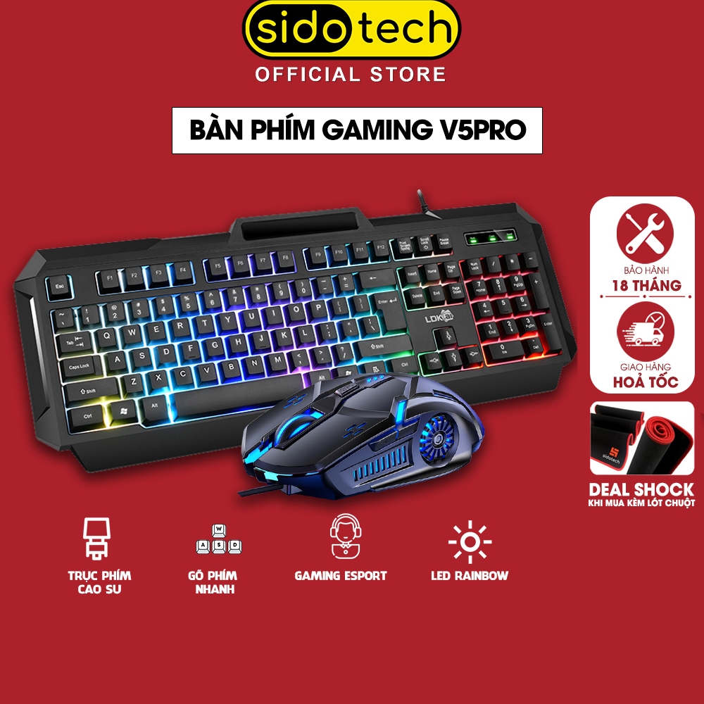 Bàn Phím Máy Tính Gaming RGB SIDOTECH LDK V4 Pro Có Dây / Đèn LED RGB Chống…