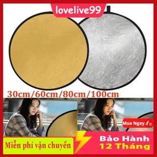 ✨Tấm hắt sáng, tấm phản quang tròn kích thước 30cm/60cm/80cm/100cm 2 màu trong 1 vàng/bạc dùng tăng sáng cho chụp hình