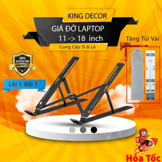 Giá đỡ laptop macbook ipad máy tính KingDecor tản nhiệt bằng nhôm gấp gọn kệ kê laptop, đế tản nhiệt phụ kiện máy tính