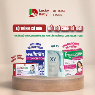 Bộ Sản Phẩm Canh Trai Cơ Bản (wellman conception, pregancare, gel Xy tạo kiềm, que canh trứng Lucky) [LuckyBaby Store]