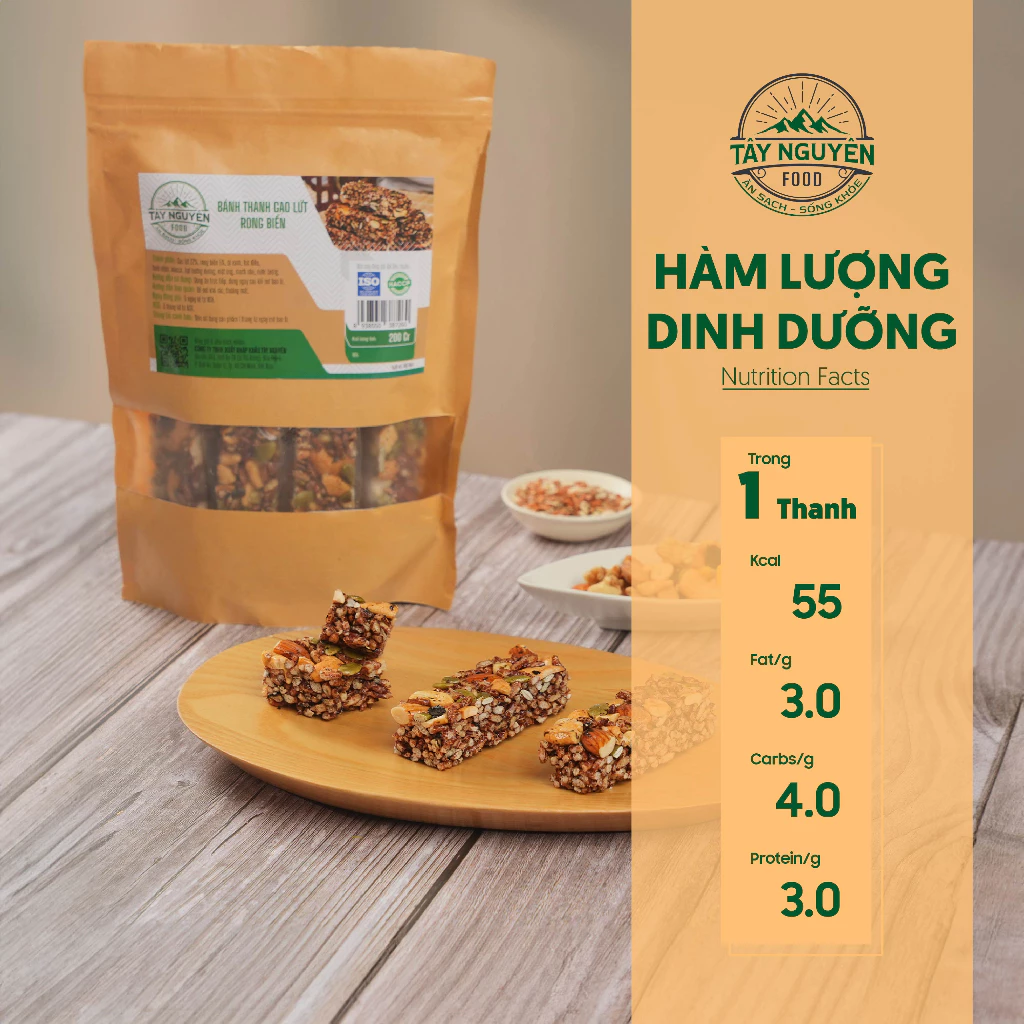Thanh cơm gạo lứt rong biển, thanh cơm gạo lứt ngũ cốc mix hạt granola, Gạo Lứt Chà Bông Ăn Kiêng giảm cân-TNH