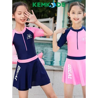 Bikini bé gái  Kem Kids áo phông + chân váy thể thao HAIZA . Bộ bơi bé gái 20-35kg