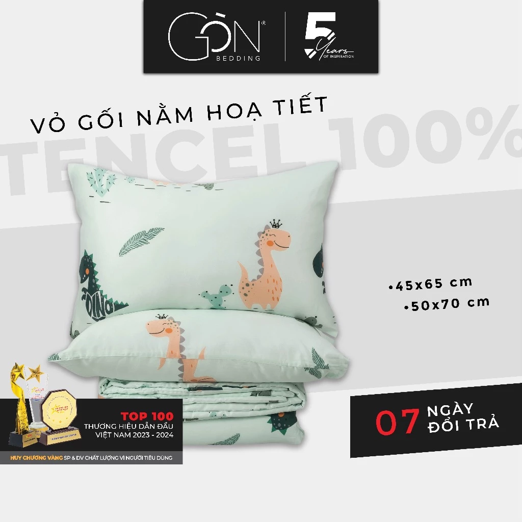 [Nhiều mẫu] 01 Vỏ Gối Nằm Họa Tiết Hoạt Hình Gòn Bedding Lụa Tencel 60s 50x70 cm